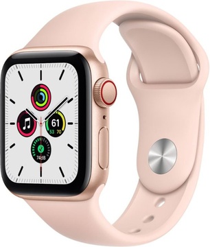 Apple Watch SE GPS + Cellular 40mm Gold Aluminum Case with Pink Sand Sport Band (MYEA2)