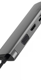 WIWU Alpha 11 in 1 (USB-C to HDMI+VGA+3xUSB3.0+USB2.0+USB-C+RJ45+SD+TF Card+3.5mm Headphone) Space Gray