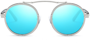 Classic Vintage Gothic Steampunk Silver Frame/Blue Glasses