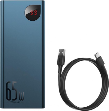 Baseus Adaman Metal Digital Display Quick Charge Power Bank 65W 20000mAh Blue (PPIMDA-D03)