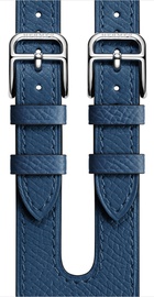 Apple Watch Hermes Leather Double Buckle Cuff 38mm/40mm/41mm/42mm Bleu Agate Epsom (MNHU2)