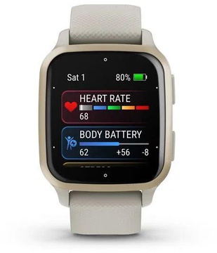 Garmin Venu Sq 2 – Music Edition Cream Gold Al. Bezel w. French Gray Case and S. Band (0010-02700-02/12)