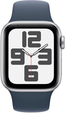 Apple Watch SE 2 GPS + Cellular 44mm Silver Aluminum Case w. Storm Blue Sport Band - M/L (MRHH3)