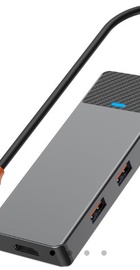 WIWU Linker 7in1 USB-C to (USB-C+2xUSB3.1+HDMI+SD-MicroSD+PD) 100W Grey (A721HD)