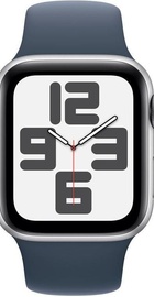 Apple Watch SE 2 GPS + Cellular 44mm Silver Aluminum Case w. Storm Blue Sport Band - M/L (MRHH3)