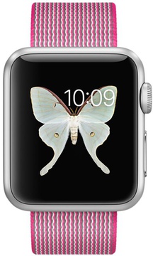 Apple Watch Sport 38mm Silver Aluminum Case with Pink Woven Nylon (MMF32)