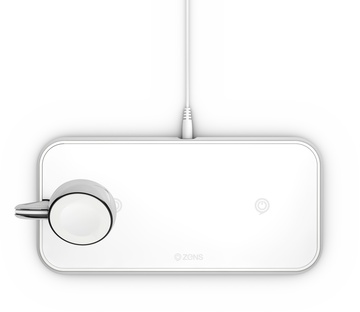 Zens Dual Aluminium Wireless Charger + Apple Watch 10W White (ZEDC05W/00)