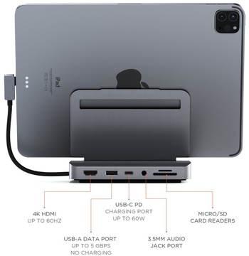 Satechi Aluminum Stand Hub for iPad Pro Space Gray (ST-TCSHIPM)