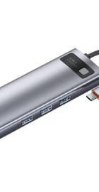 Baseus Metal Gleam Series 9-in-1 (3xUSB3.0 + 4KHD+ TF + SD + Type-C PD + VGA + RJ45) Grey (CAHUB-CU0G)