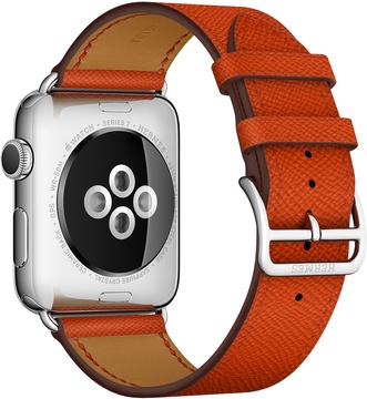Apple Watch Hermes 42mm Series 2 Stainless Steel Case with Feu Epsom Leather Single Tour (MNQ22)