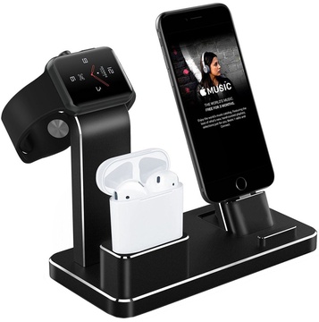 Simple Case Charging Dock Station for Apple Watch+iPhone+AirPods Black
