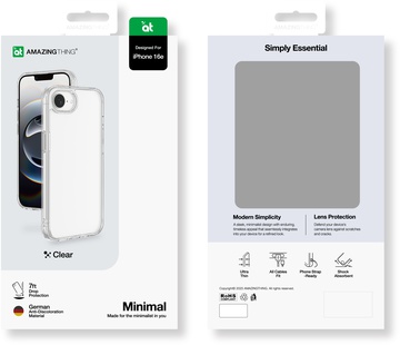 AmazingThing Minimal Case for iPhone 16e Transparent Clear