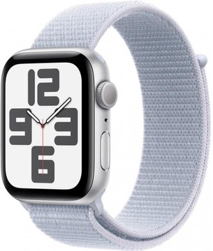 Apple Watch SE 2 GPS 44mm Silver Aluminium Case w. Blue Cloud Sport Loop (MXET3)