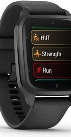 Garmin Venu Sq 2 – Music Edition Slate Aluminum Bezel with Black Case and Silicone Band (010-02700-00/10/80