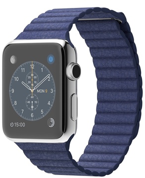 Apple Watch 42mm Series 2 Stainless Steel Case with Midnight Blue Leather Loop (MNPW2)