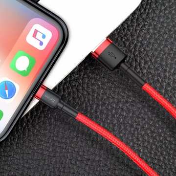 Baseus Cafule Lightning 2.4A (0.5m) Red/Black (CALKLF-A19)
