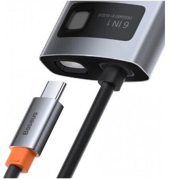 Baseus Metal Gleam Series 6-in-1 Multifunctional Type-C HUB  (3xUSB3.0 + 4KHD + RJ45 + Type-C) (CAHUB-CW0G)