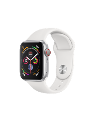 Apple Watch Series 4 GPS + Cellular 40mm Silver Aluminum Case with White Sport Band (MTUD2, MTVA2)