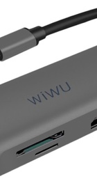 WIWU Alpha 8in1 831HRT (USB-C to 3xUSB3.0+HDMI+RJ45+USB-C+SD+TF Card) Gray