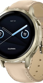 Garmin Venu 4 41 mm Lunar Gold with Light Sand Leather Band (010-03013-03)