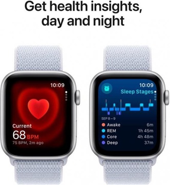 Apple Watch SE 2 GPS 44mm Silver Aluminium Case w. Blue Cloud Sport Loop (MXET3)