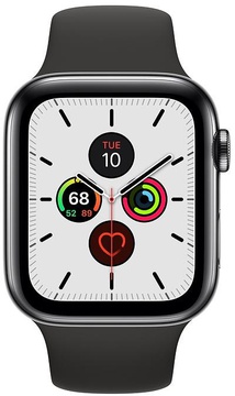 Apple Watch Series 5 GPS + Cellular 44mm Space Black Stainless Steel Case with Black Sport Band (MWW72)