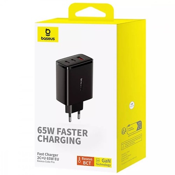 Baseus Cube Pro Fast Charger 65W (2 Type-C + USB)