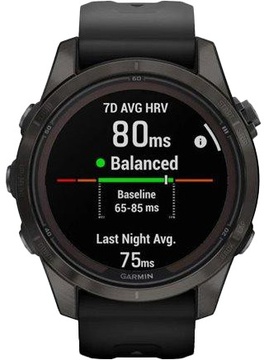 Garmin Fenix 7S Pro Sapphire Solar Carbon G. DLC Tit. with Black Band (010-02776-10/11/54)