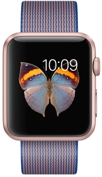 Apple Watch Sport 42mm Rose Gold Aluminum Case with Royal Blue Woven Nylon (MMFP2)