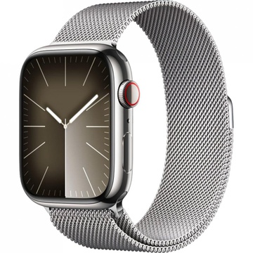 Apple Watch Series 9 GPS + Cellular 45mm Silver Stainless Steel Case With Silver Milanese Loop (MRMQ3)