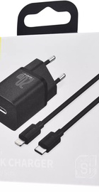Baseus Super Silicone PD Charger 20W (1Type-C + Cable Type-C to Lightning ) Black (TZCCSUP-B01)