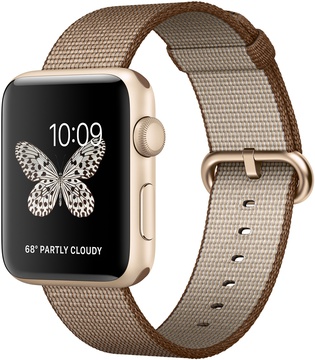 Apple Watch 42mm Series 2 Gold Aluminum Case with Toasted Coffee/Caramel Woven Nylon (MNPP2)
