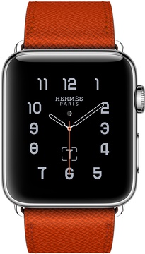 Apple Watch Hermes 42mm Series 2 Stainless Steel Case with Feu Epsom Leather Single Tour (MNQ22)