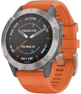 Garmin Fenix 6 Pro Sapphire Titanium with Ember Orange Band (010-02158-14)