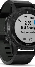 Garmin Fenix 5 Plus Sapphire Black with Leather Band (010-01988-07)