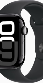 Apple Watch Series 10 GPS + Cellular 46mm Jet Black Aluminum Case With Black Sport Band - M/L (MWY43)