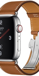 Apple Watch Hermes Series 4 GPS + Cellular 44mm Stainless Steel Case with Fauve Barenia Leather Single Tour Deployment Buckle (MU6T2)