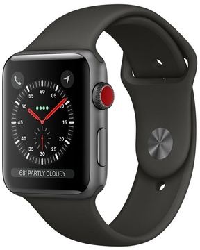 Apple Watch Series 3 GPS + Cellular 42mm Space Gray Aluminum Case w. Gray Sport B. (MR302)