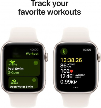 Apple Watch SE 2 GPS 40mm Starlight Aluminium Case w. Starlight Sport Band - S/M (MXEF3) Open,Activ