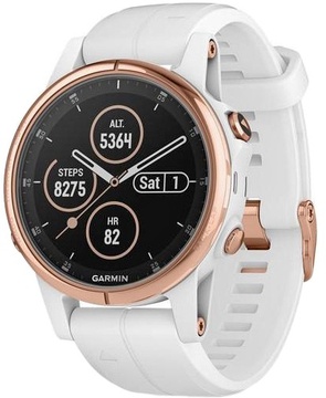 Garmin Fenix 5S Plus Sapphire Rose Gold-tone with Carrara White Band (010-01987-07)