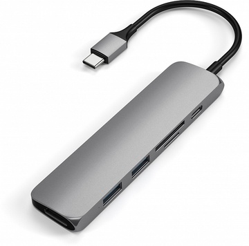 Satechi Aluminum Type-C Slim Multi-Port Adapter 4K V2 Space Gray (ST-SCMA2M)