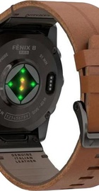 Garmin Fenix 8 Pro 51 mm AMOLED Carbon Gray DLC Titanium with Chestnut Leather Band (010-03199-40)