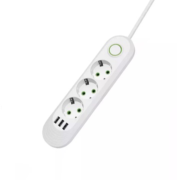 IQ Power F03U (3 розетки + 3 USB) 2m White