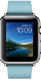 Apple Watch 38mm Stainless Steel Case with Blue Jay Modern Buckle (MMF92)