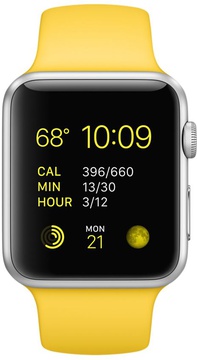Apple Watch Sport 42mm Silver Aluminum Case with Yellow Sport Band (MMFE2)