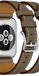 Apple Watch Hermes 38mm Series 2 Stainless Steel Case with Etoupe Swift Leather Double Buckle Cuff (MNQ72)