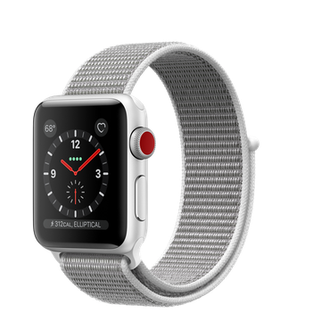 Apple Watch 38mm Series 3 GPS + Cellular Silver Aluminum Case with Seashell Sport Loop (MQKJ2)