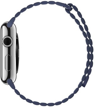 Apple Watch 42mm Stainless Steel Case with Bright Blue Leather Loop (MLFC2)