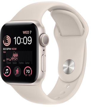 Apple Watch SE 2 GPS 44mm Starlight Aluminum Case w. Starlight Sport Band - S/M (MNTD3)