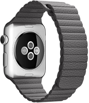 Apple Watch 42mm Stainless Steel Case with Storm Gray Leather Loop Large (MMFY2)